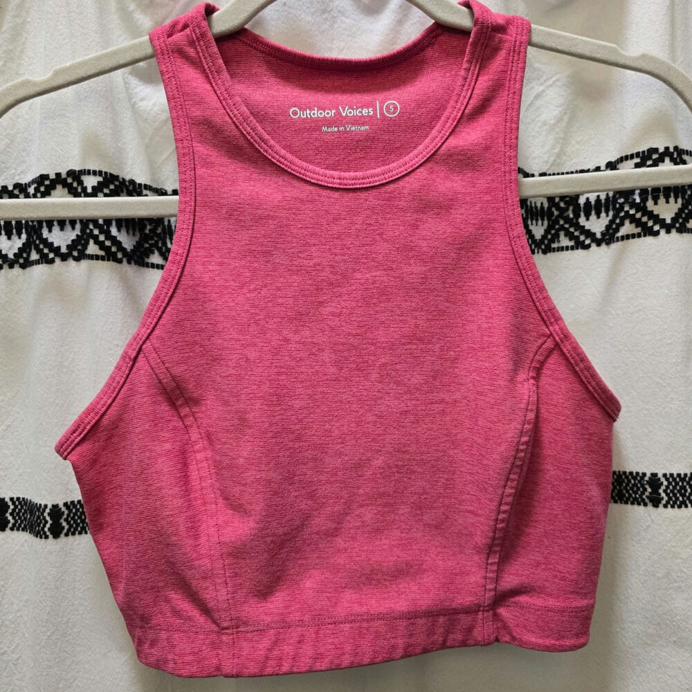 Outdoor Voices pink racerback heathered sports bra activeware small